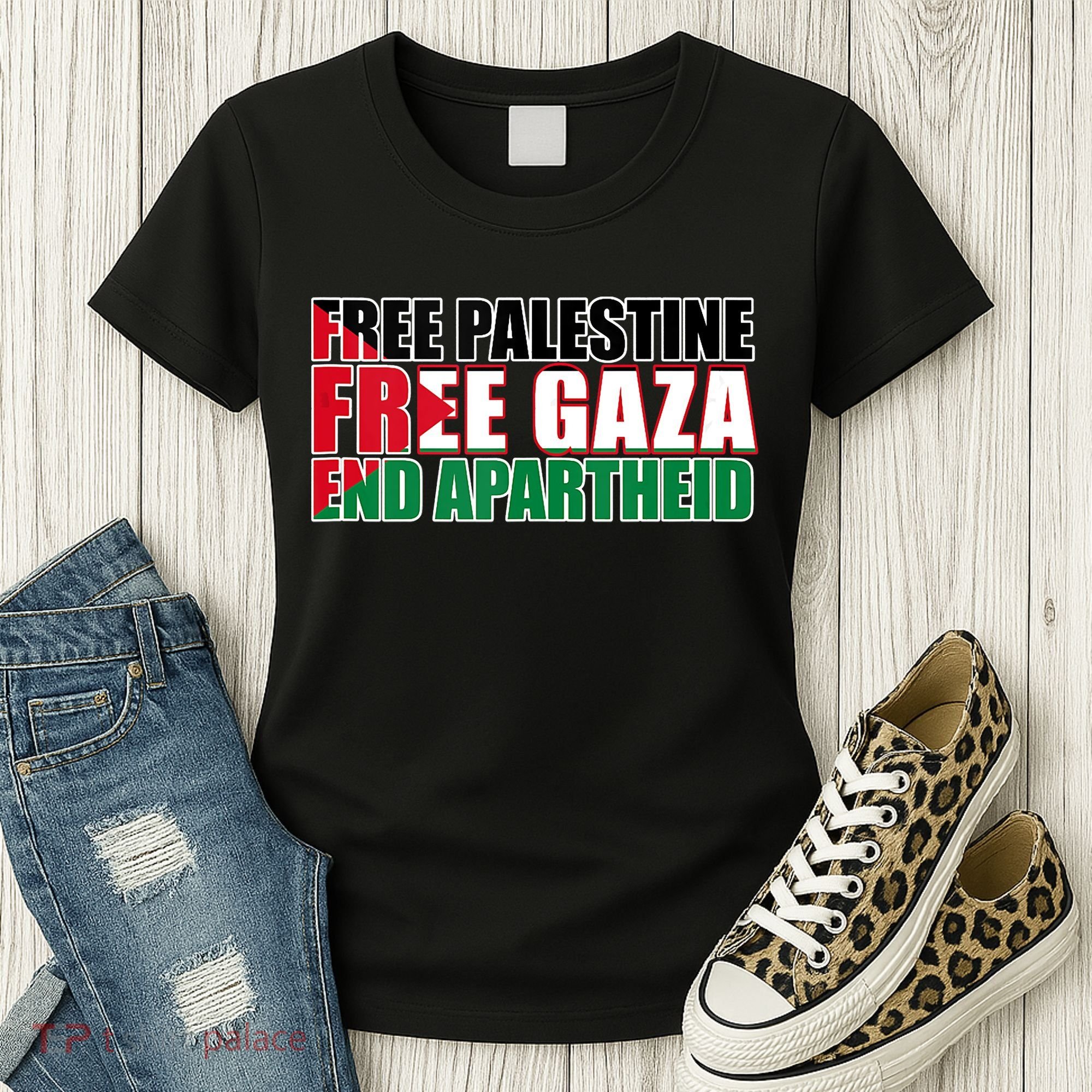 Free Palestine Free Gaza End Apartheid Palestinian Flag Women's T-Shirt