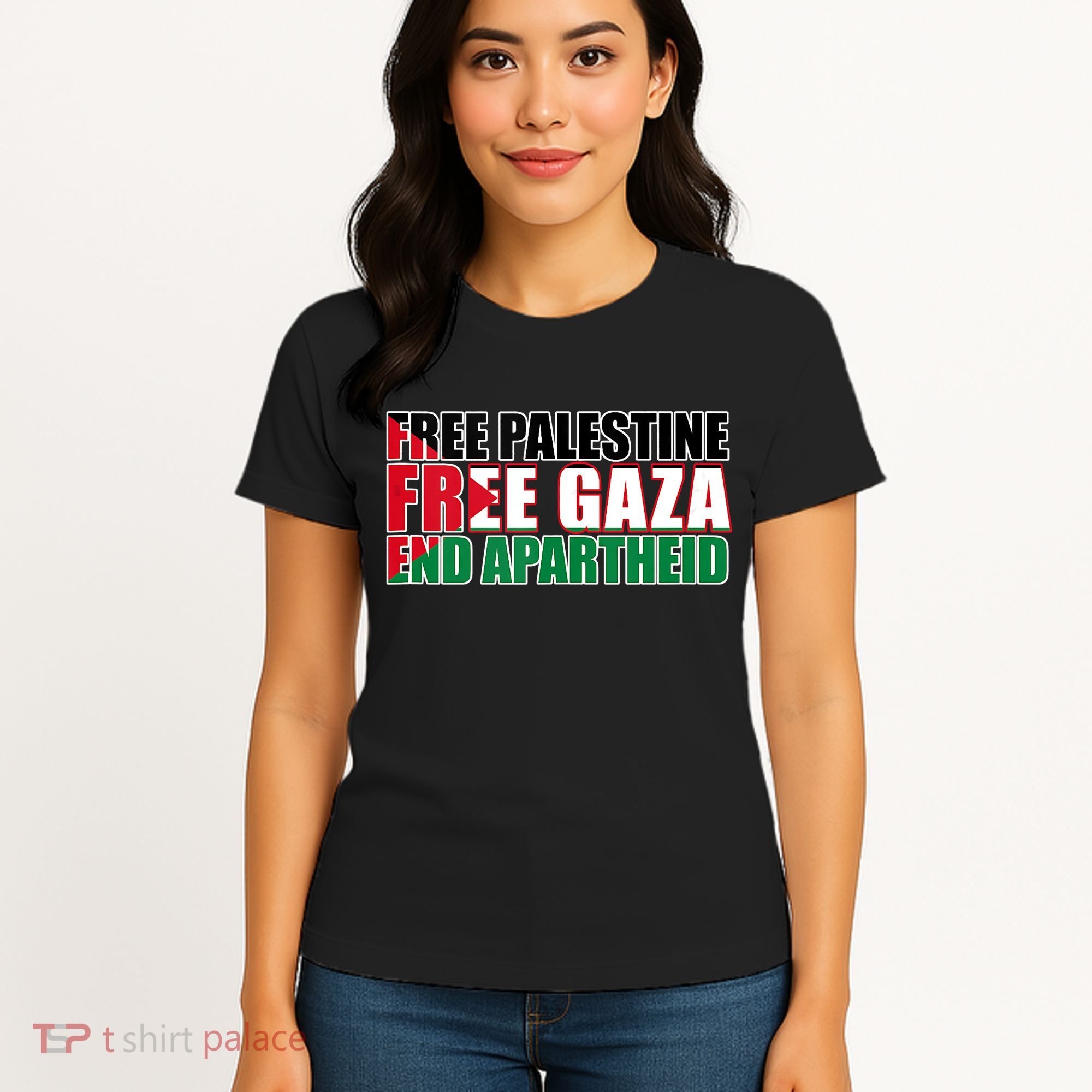 Free Palestine Free Gaza End Apartheid Palestinian Flag Women's T-Shirt