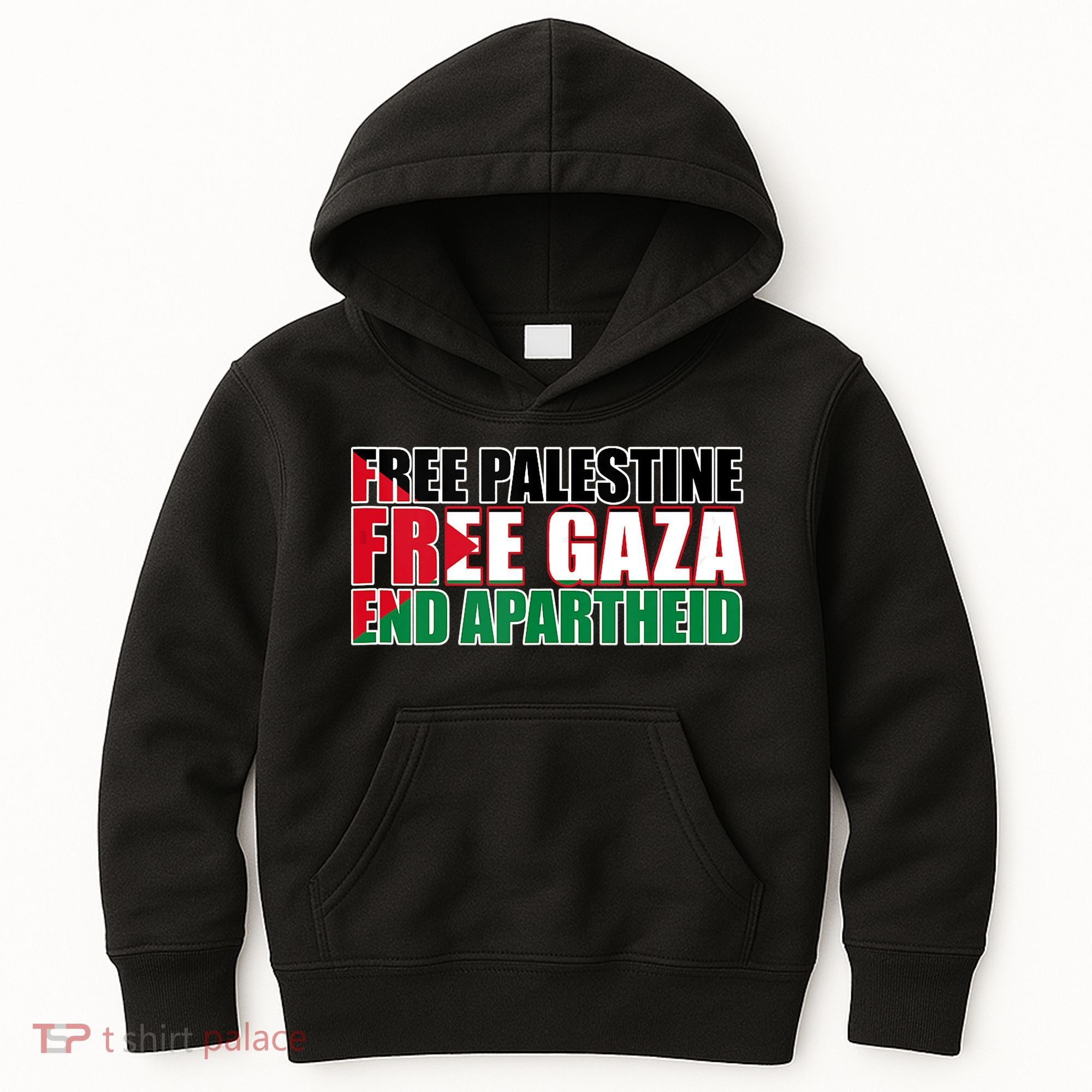 Free Palestine Free Gaza End Apartheid Palestinian Flag Kids Hoodie