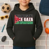 Free Palestine Free Gaza End Apartheid Palestinian Flag Kids Hoodie thumb 2