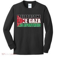 Free Palestine Free Gaza End Apartheid Palestinian Flag Kids Long Sleeve Shirt thumb 0