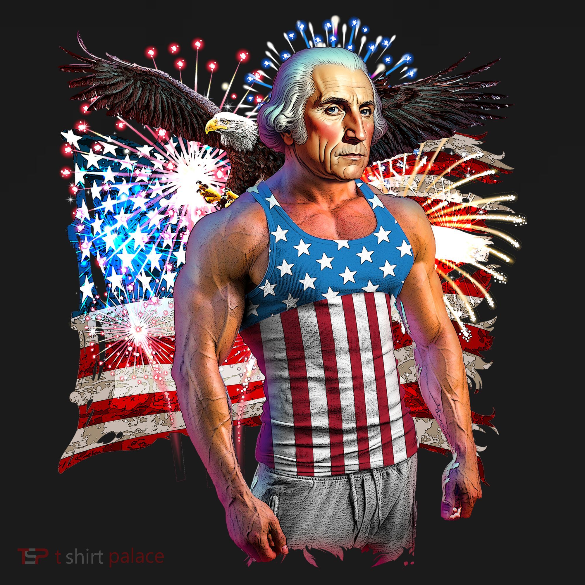 Funny Patriotic Fourth Of July Buff George Washington Ornament