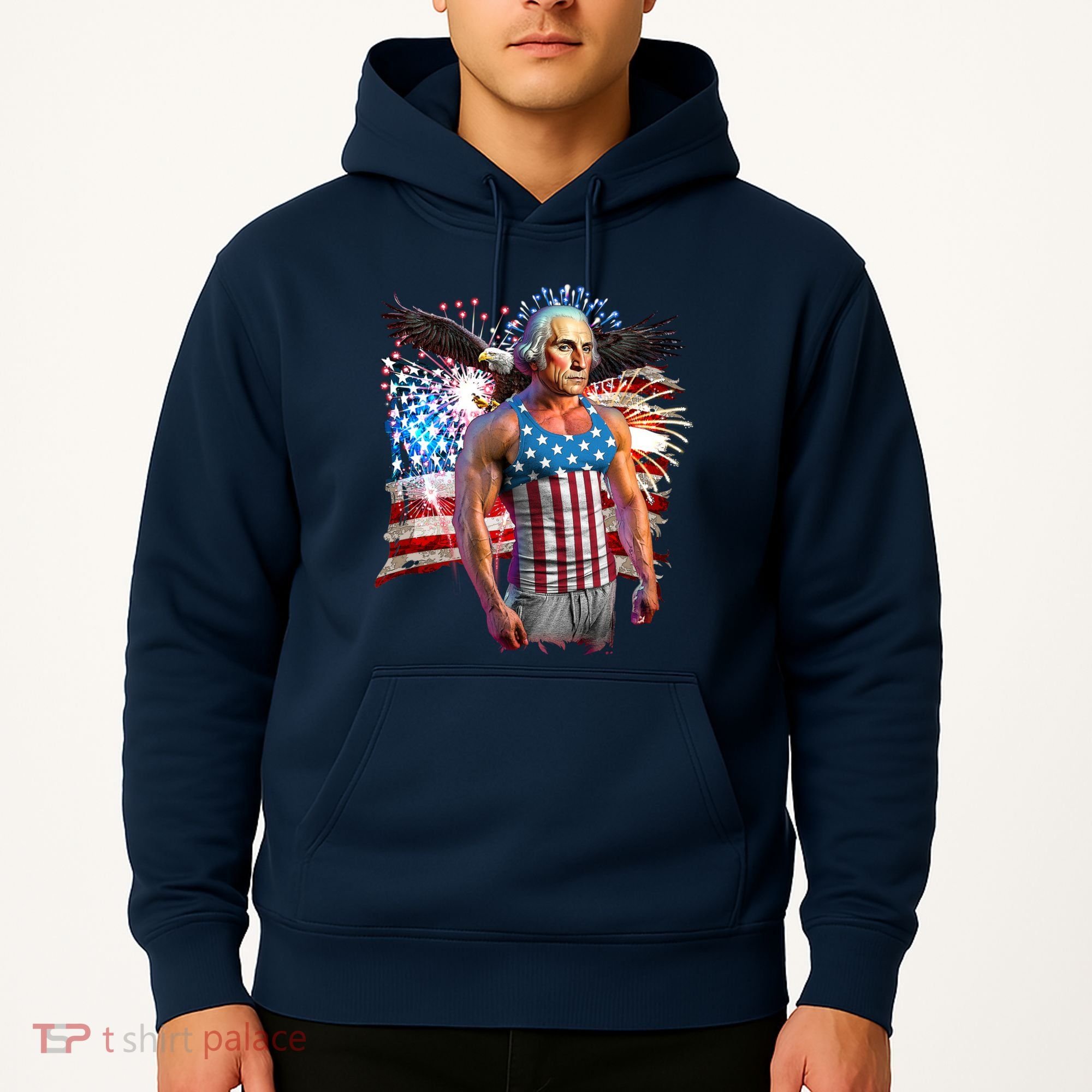 Funny Patriotic Fourth Of July Buff George Washington Hoodie