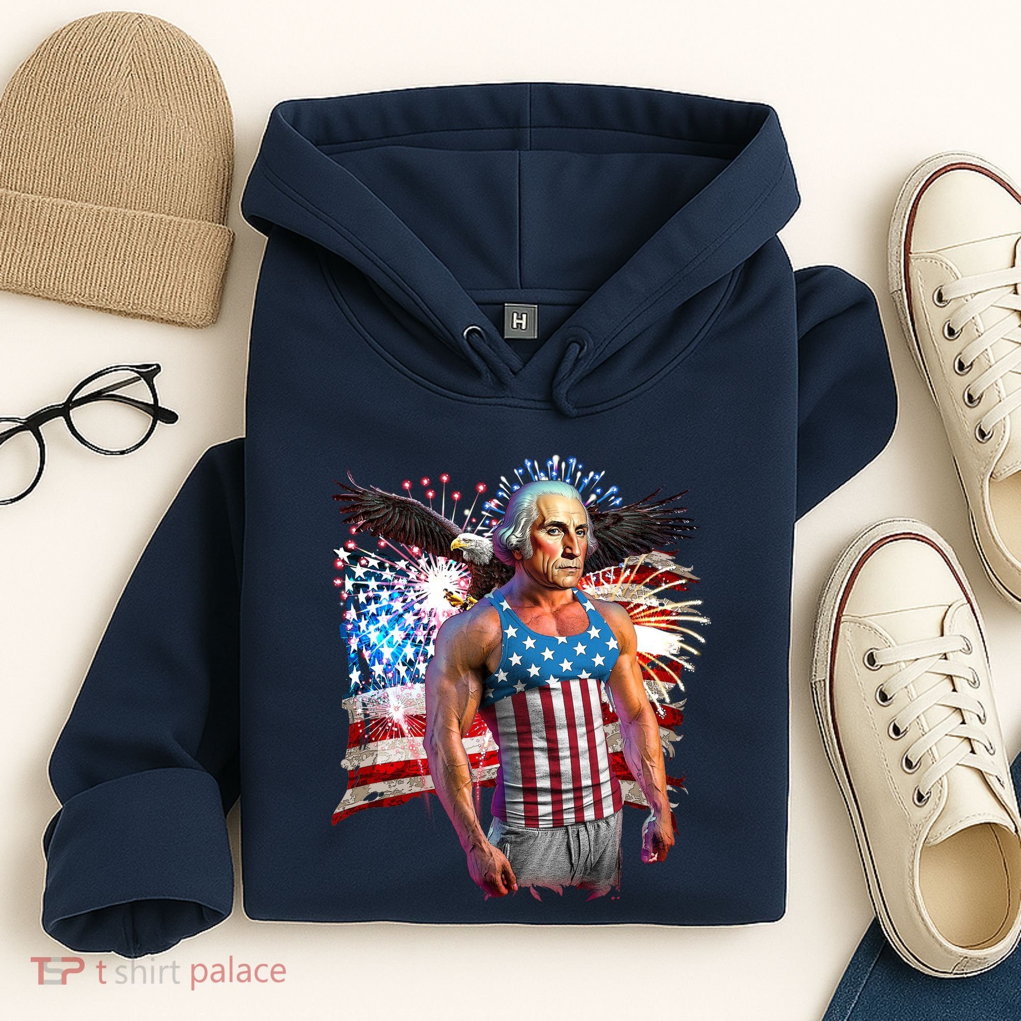 Funny Patriotic Fourth Of July Buff George Washington Hoodie