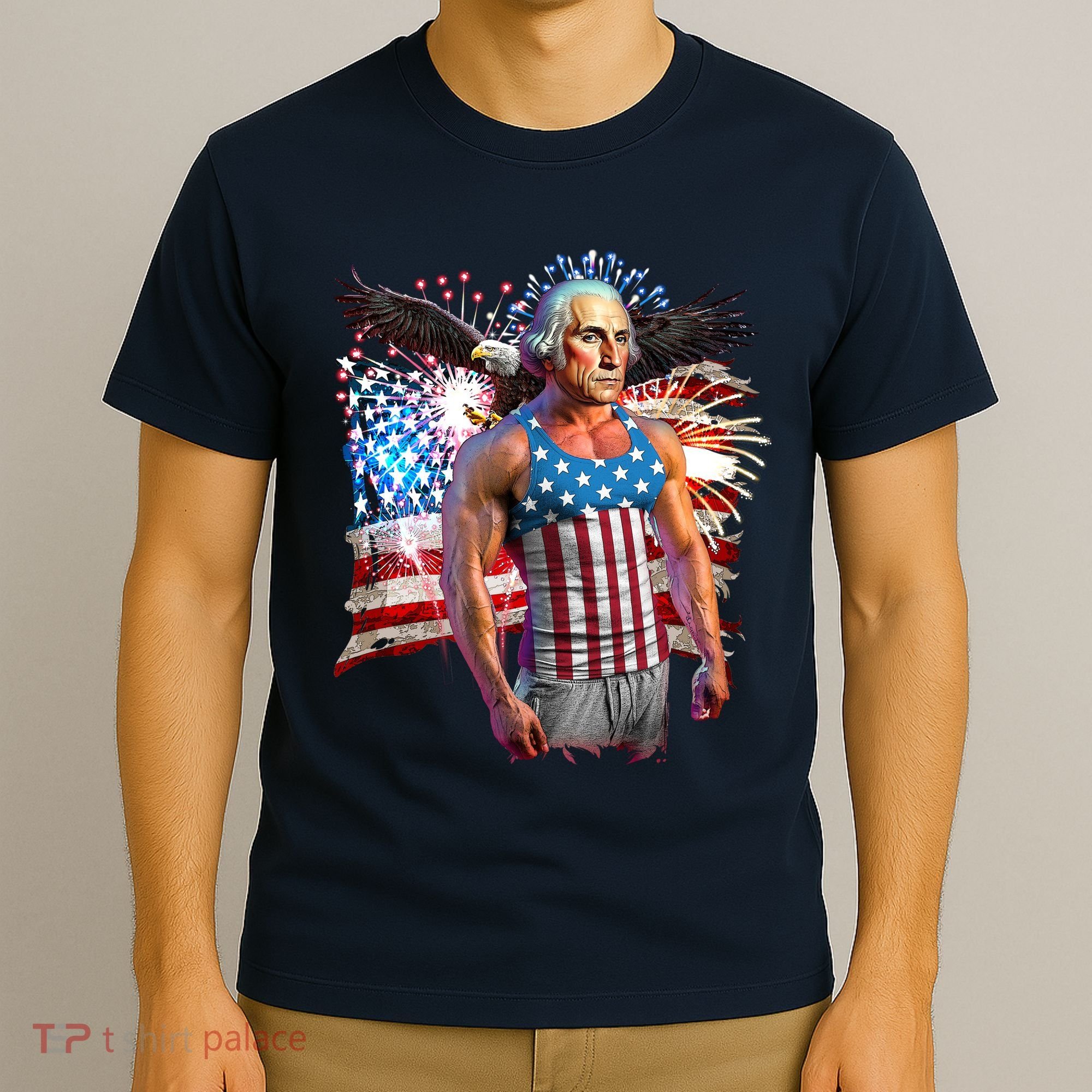 Funny Patriotic Fourth Of July Buff George Washington T-Shirt