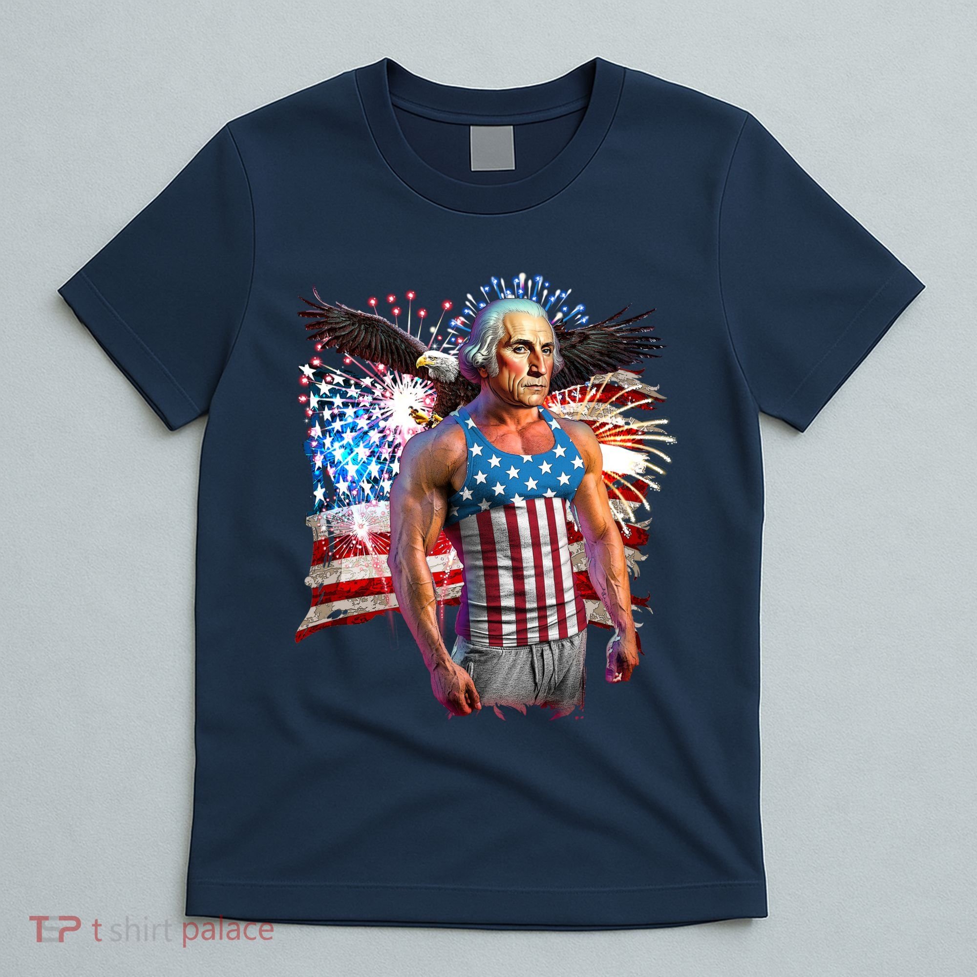 Funny Patriotic Fourth Of July Buff George Washington T-Shirt