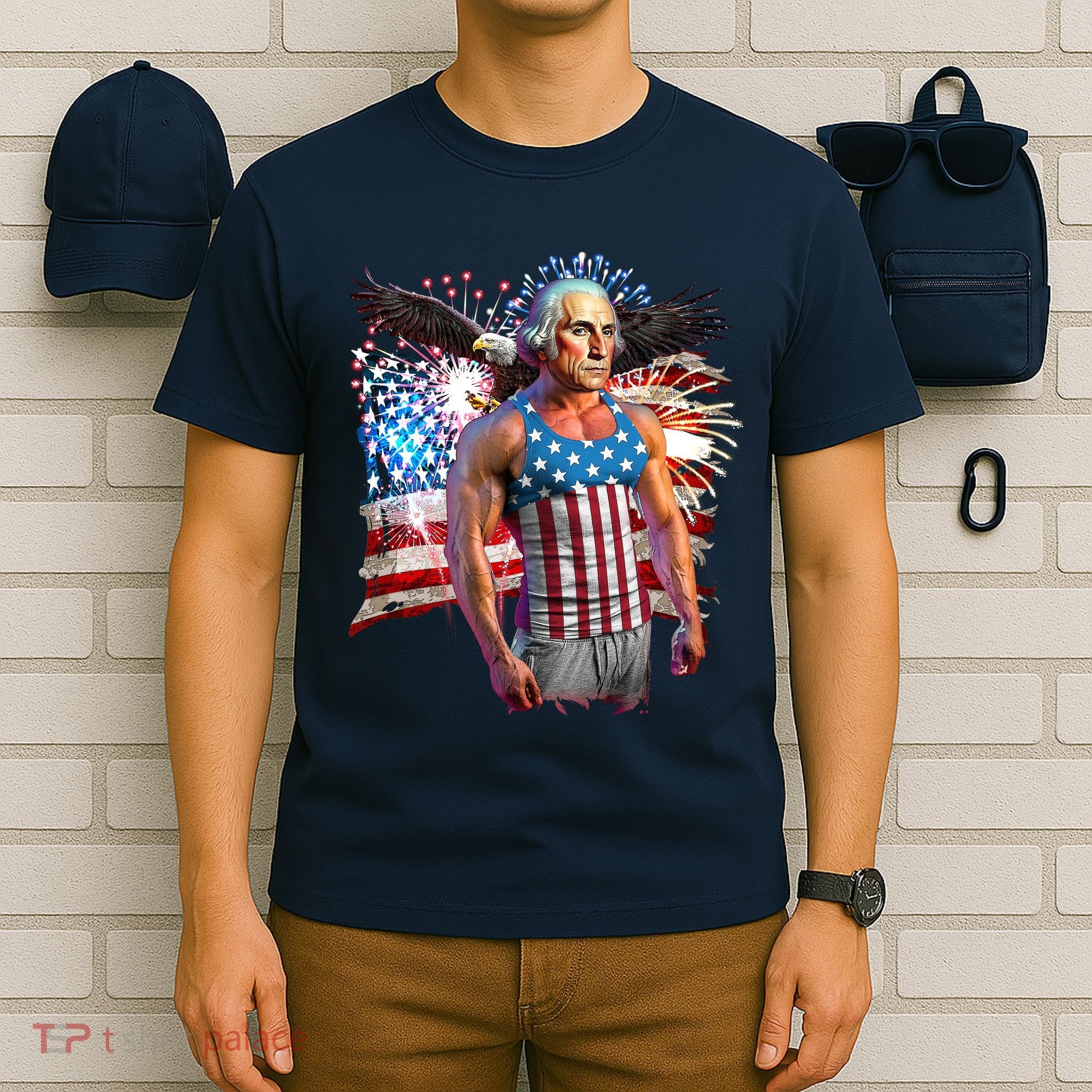 Funny Patriotic Fourth Of July Buff George Washington T-Shirt