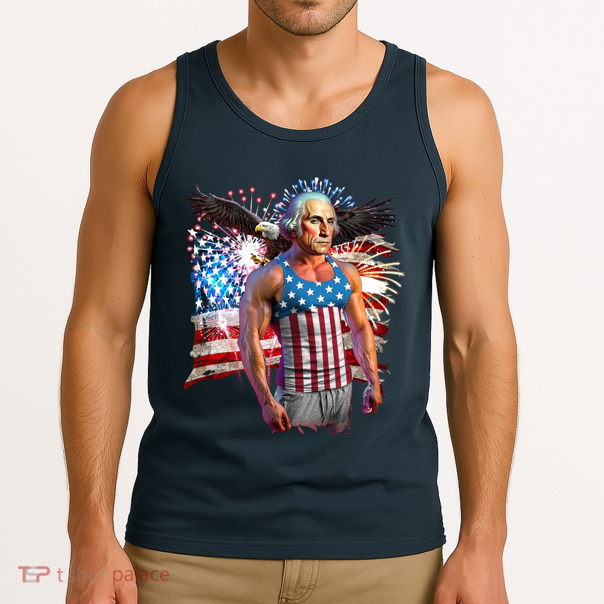 Funny Patriotic Fourth Of July Buff George Washington Tank Top
