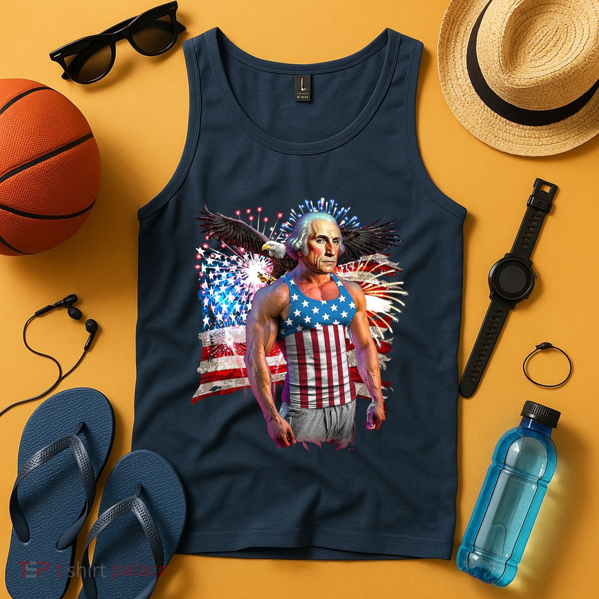Funny Patriotic Fourth Of July Buff George Washington Tank Top