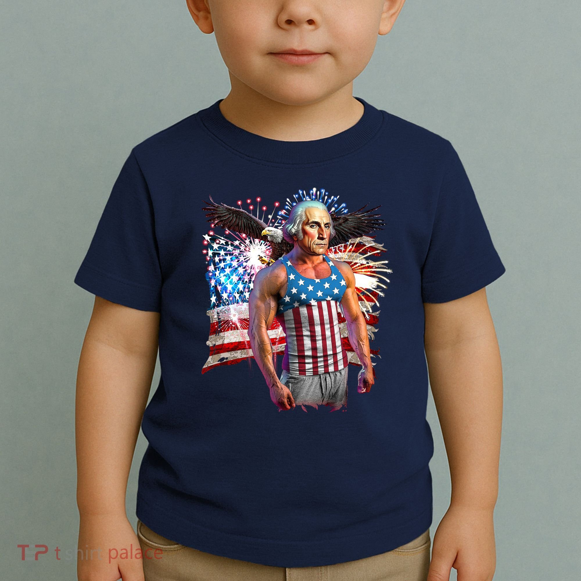 Funny Patriotic Fourth Of July Buff George Washington Toddler T-Shirt