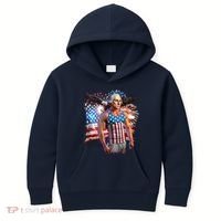 Funny Patriotic Fourth Of July Buff George Washington Kids Hoodie thumb 0