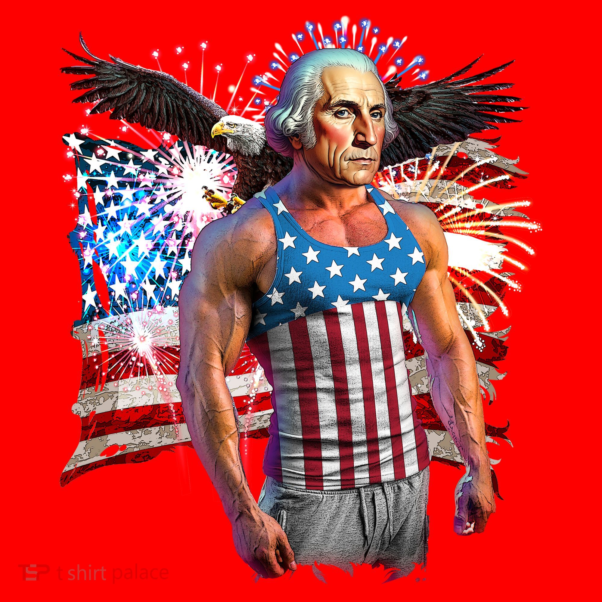 Funny Patriotic Fourth Of July Buff George Washington Santa Hat