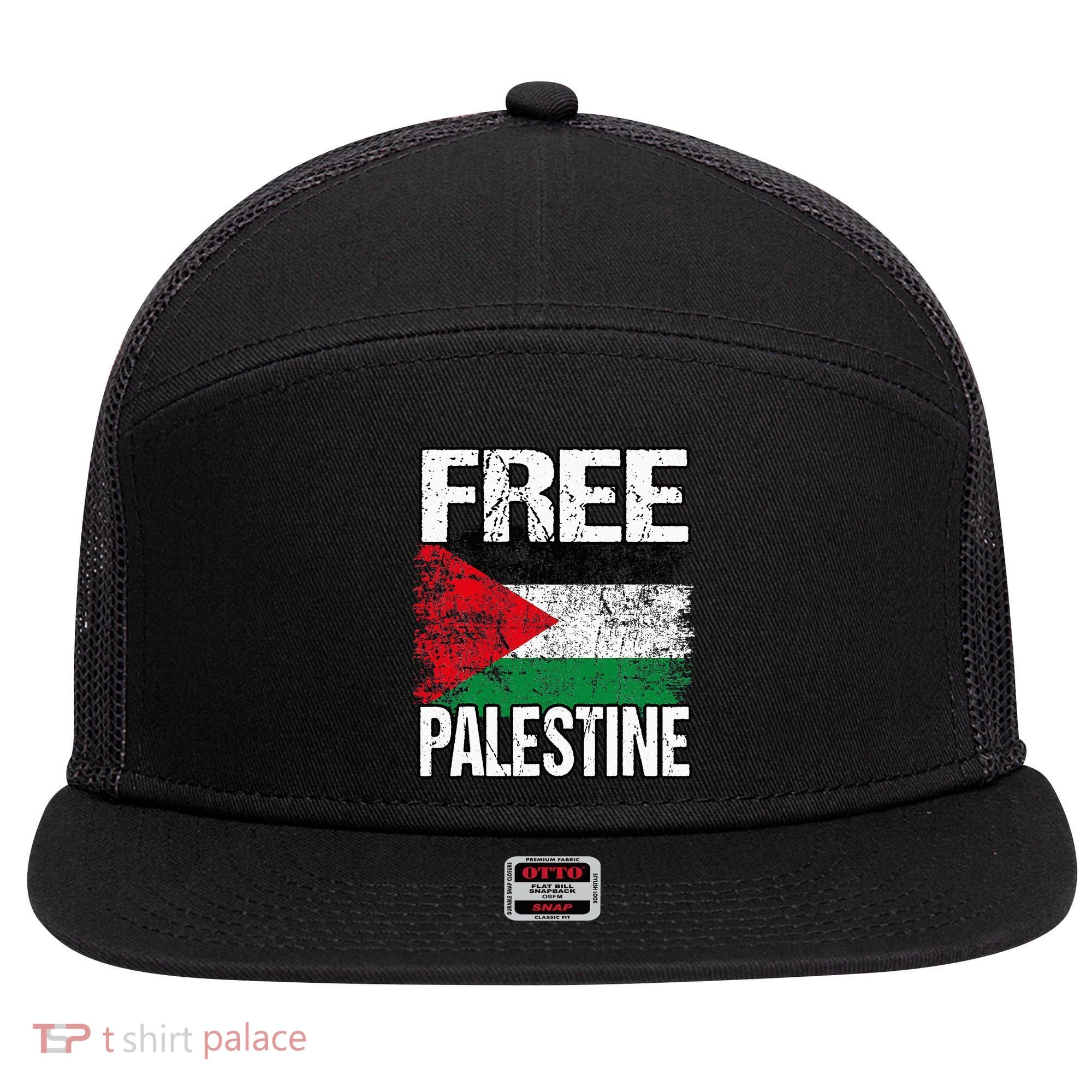 Free Palestine Flag Save Gaza Strip Palestinian 7 Panel Mesh Trucker Snapback Hat