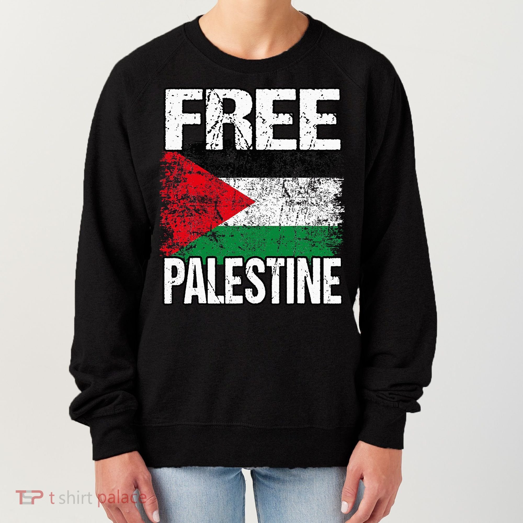 Free Palestine Flag Save Gaza Strip Palestinian Women's Sweatshirt