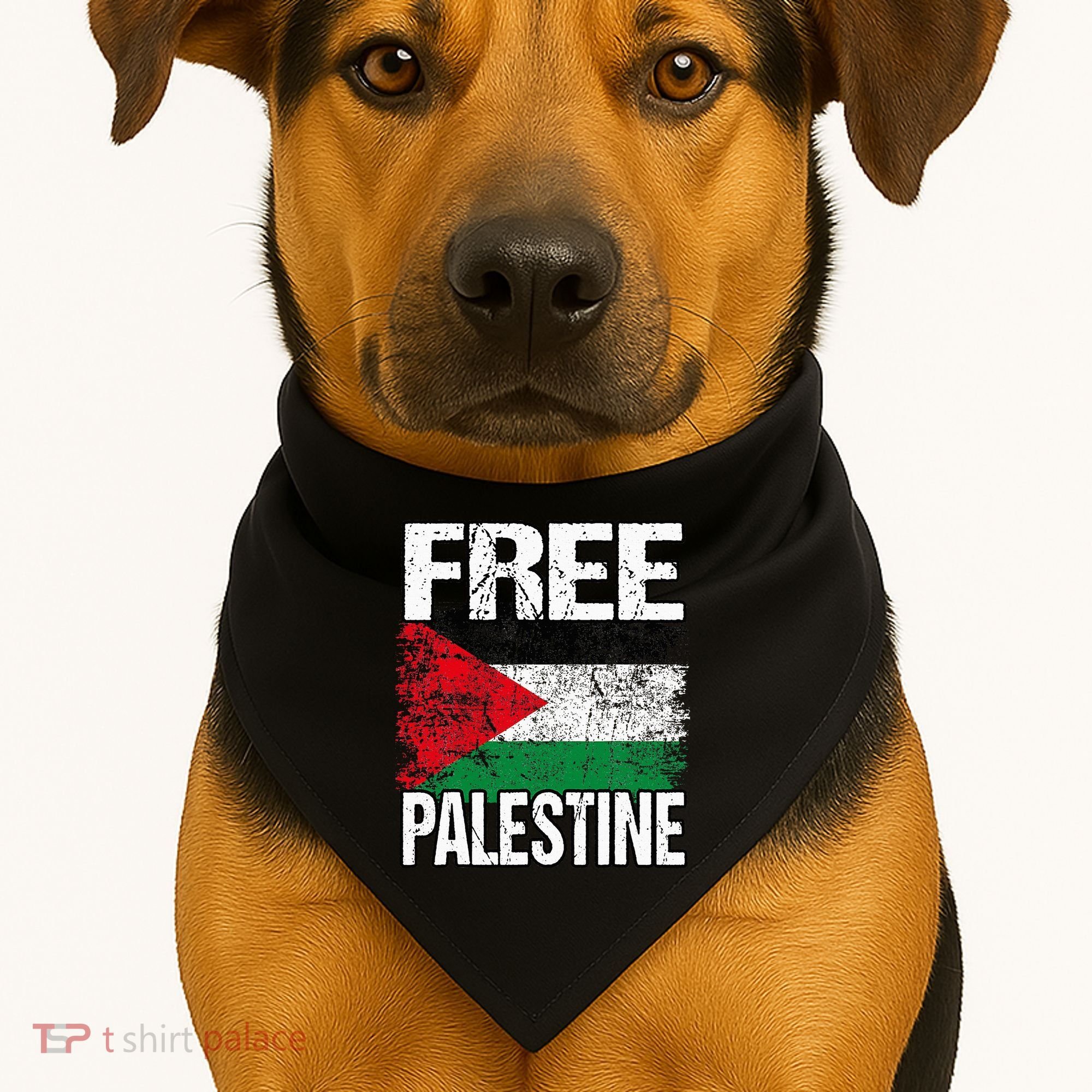 Free Palestine Flag Save Gaza Strip Palestinian USA-Made Doggie Bandana