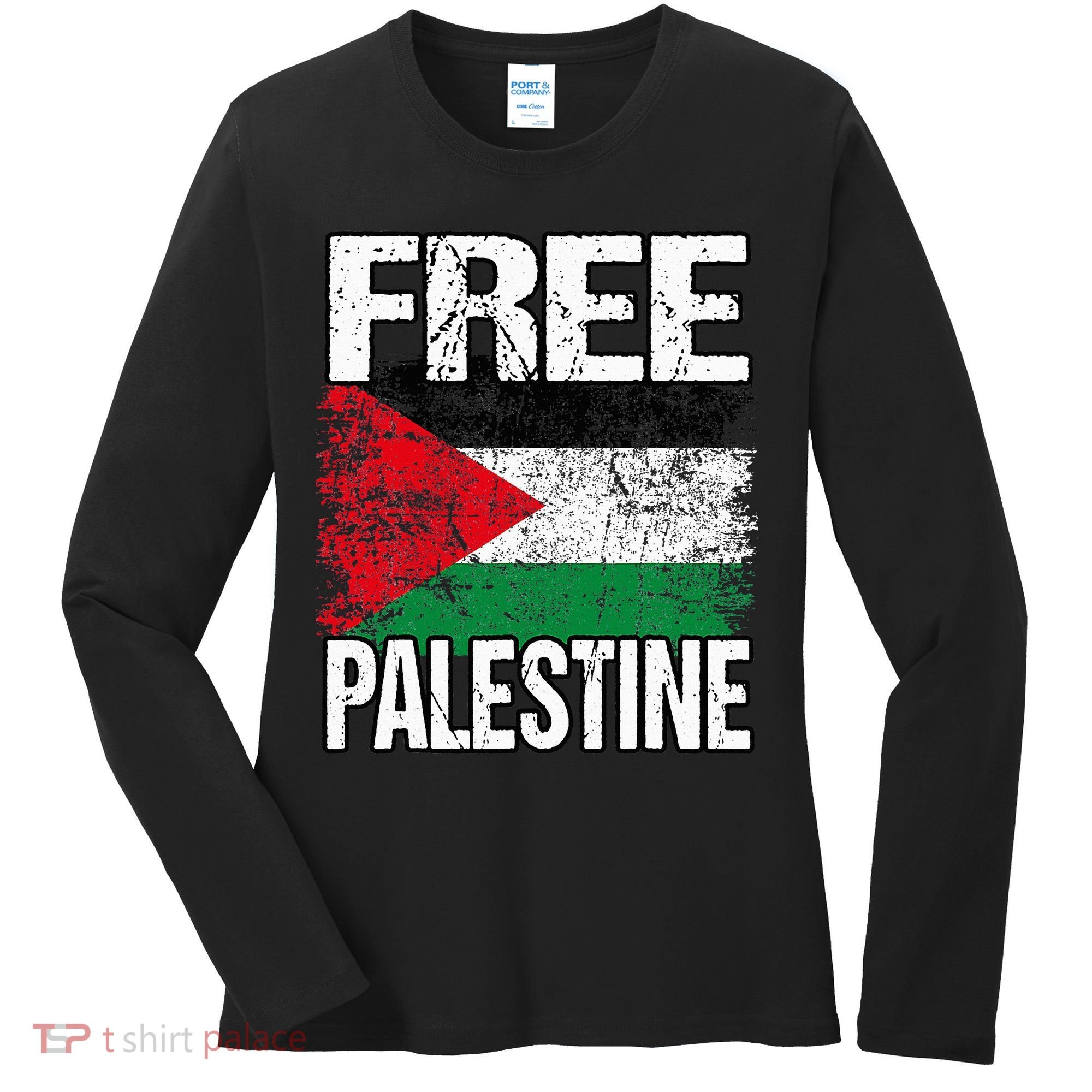 Free Palestine Flag Save Gaza Strip Palestinian Women's Long Sleeve Shirt
