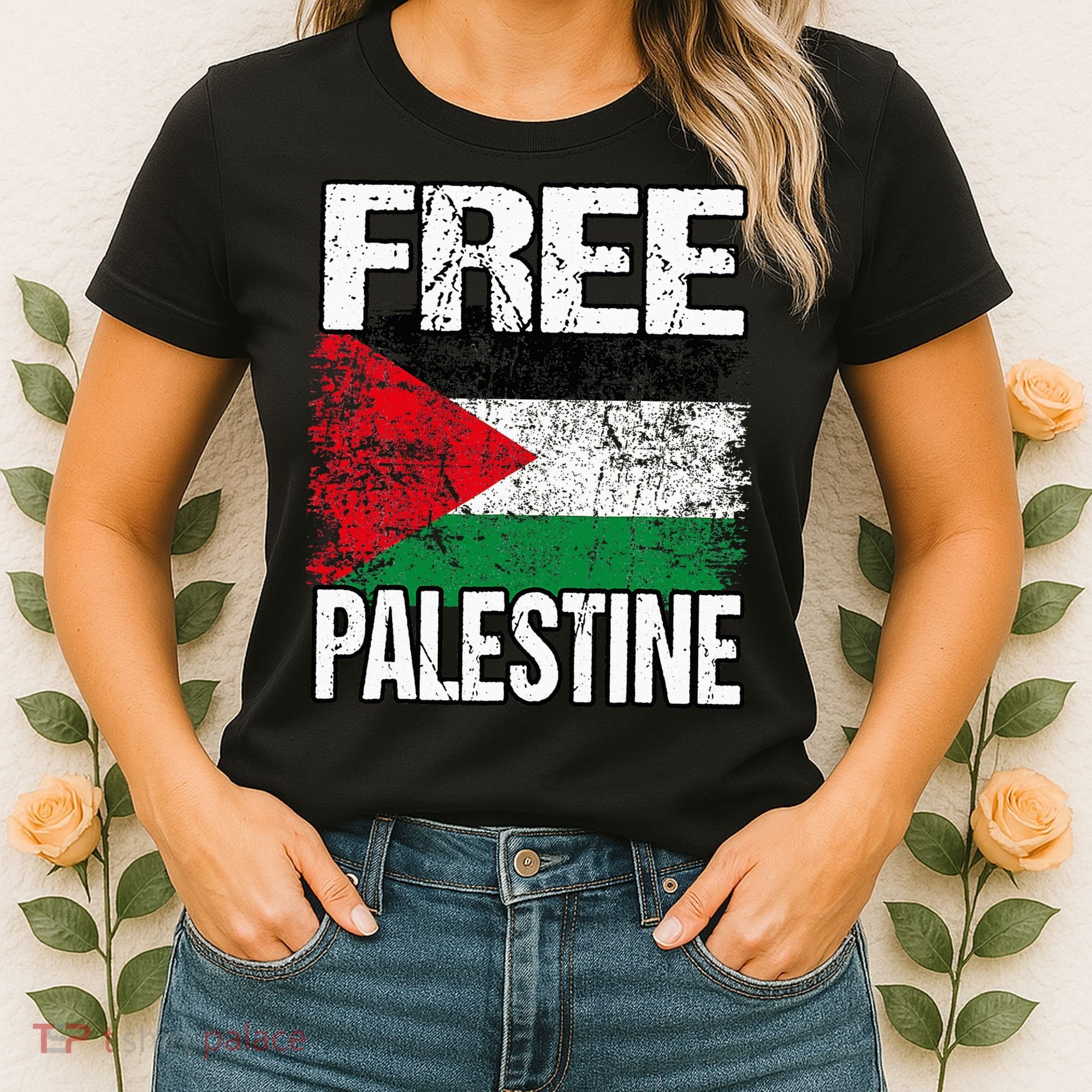 Free Palestine Flag Save Gaza Strip Palestinian Women's T-Shirt