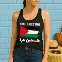 FREE PALESTINE Flag ARABIC Free Gaza Jerusalem Mosque Women's Tank Top thumb 2