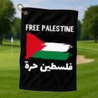FREE PALESTINE Flag ARABIC Free Gaza Jerusalem Mosque Golf Towel thumb 1