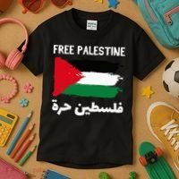 FREE PALESTINE Flag ARABIC Free Gaza Jerusalem Mosque Kids T-Shirt thumb 3