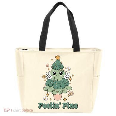 Feelin Pine Funny Christmas Tree Tote Bag