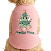 Feelin Pine Funny Christmas Tree Doggie Tank thumb 0