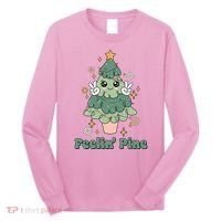 Feelin Pine Funny Christmas Tree Long Sleeve Shirt thumb 0