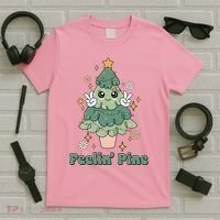 Feelin Pine Funny Christmas Tree T-Shirt thumb 5