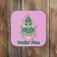 Feelin Pine Funny Christmas Tree Coaster thumb 0