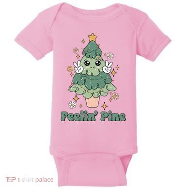 Feelin Pine Funny Christmas Tree Baby Bodysuit