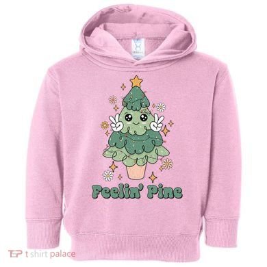 Feelin Pine Funny Christmas Tree Toddler Hoodie