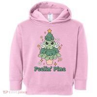 Feelin Pine Funny Christmas Tree Toddler Hoodie thumb 0