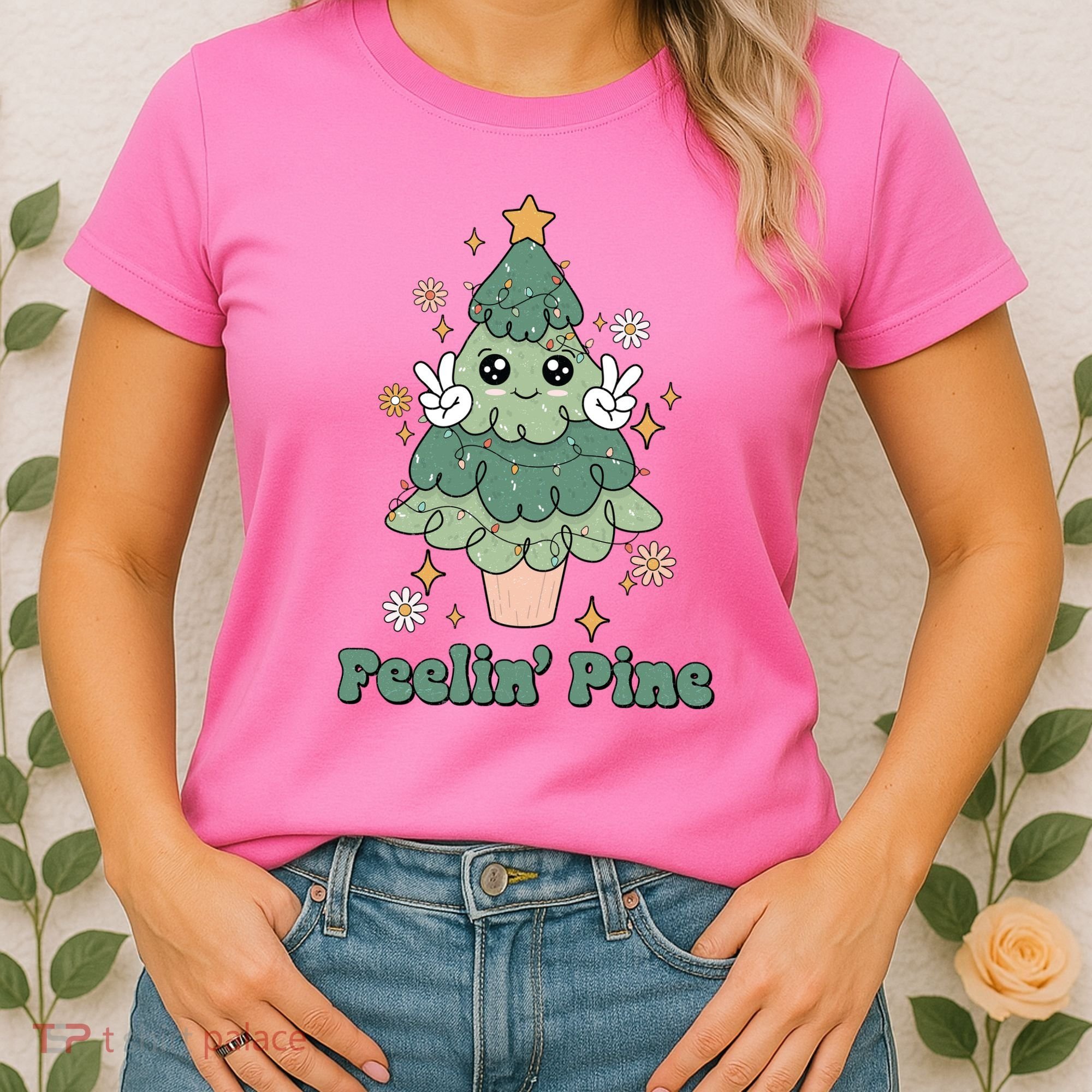 Feelin Pine Funny Christmas Tree Women's T-Shirt
