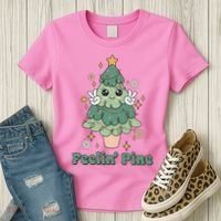 Feelin Pine Funny Christmas Tree Women's T-Shirt thumb 3