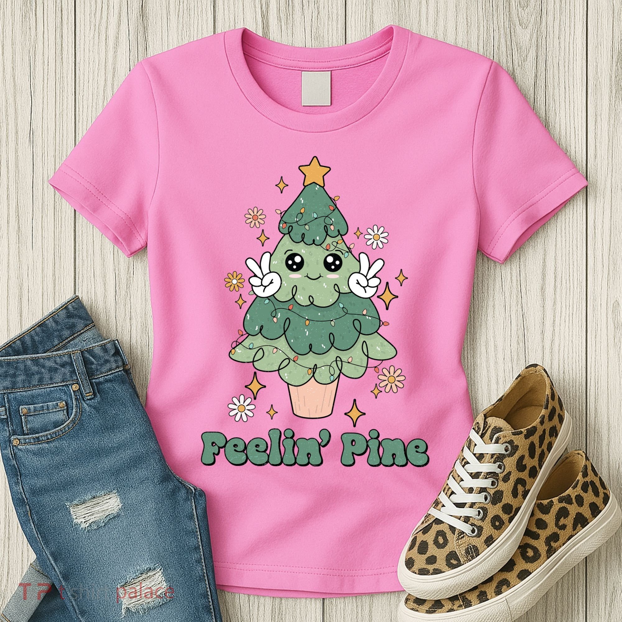 Feelin Pine Funny Christmas Tree Women's T-Shirt