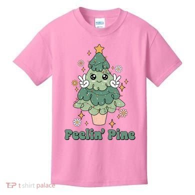 Feelin Pine Funny Christmas Tree Kids T-Shirt