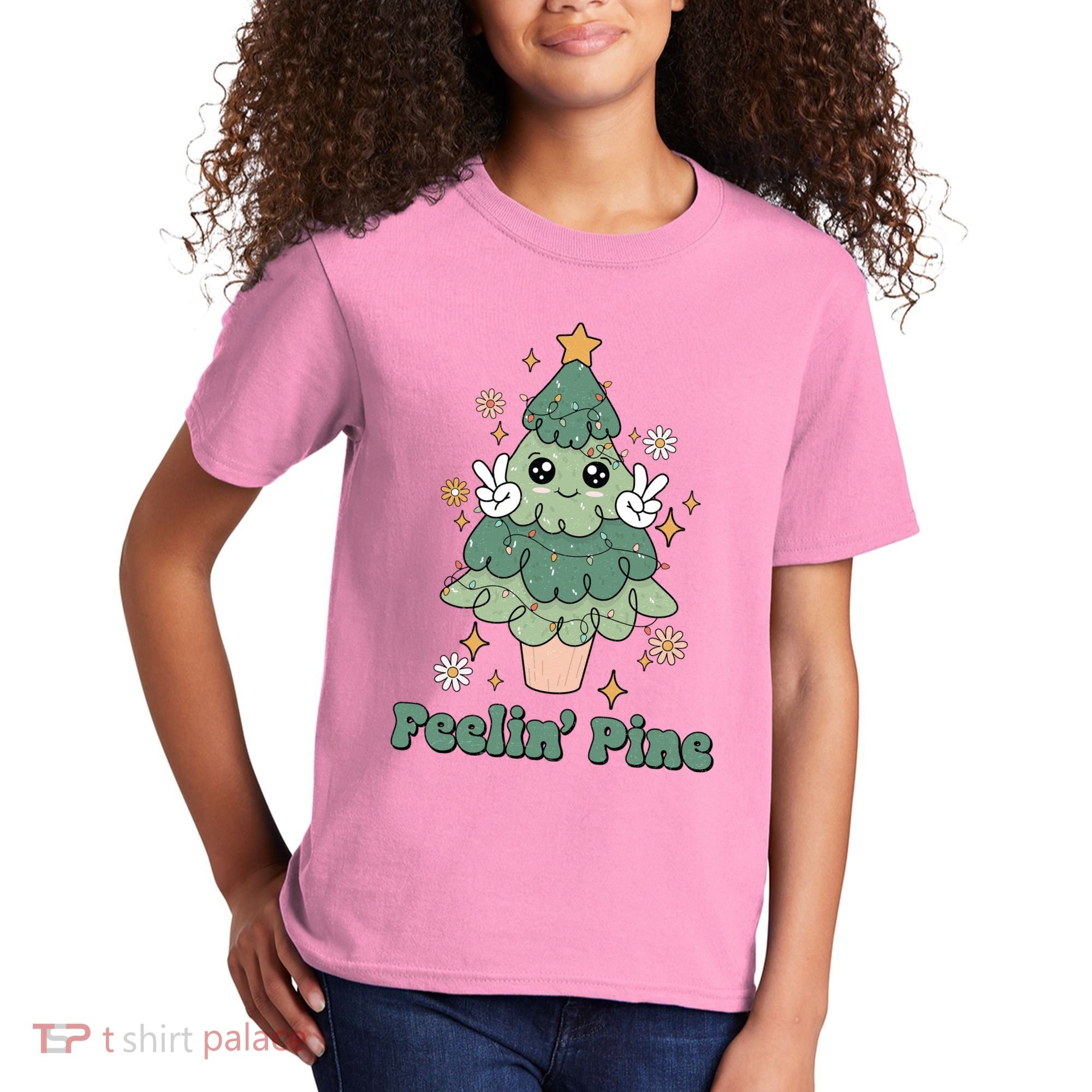 Feelin Pine Funny Christmas Tree Kids T-Shirt