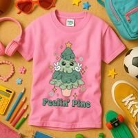 Feelin Pine Funny Christmas Tree Kids T-Shirt thumb 3