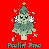 Feelin Pine Funny Christmas Tree Santa Hat thumb 1