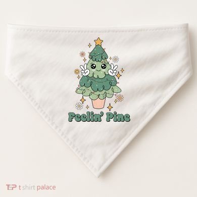 Feelin Pine Funny Christmas Tree USA-Made Doggie Bandana