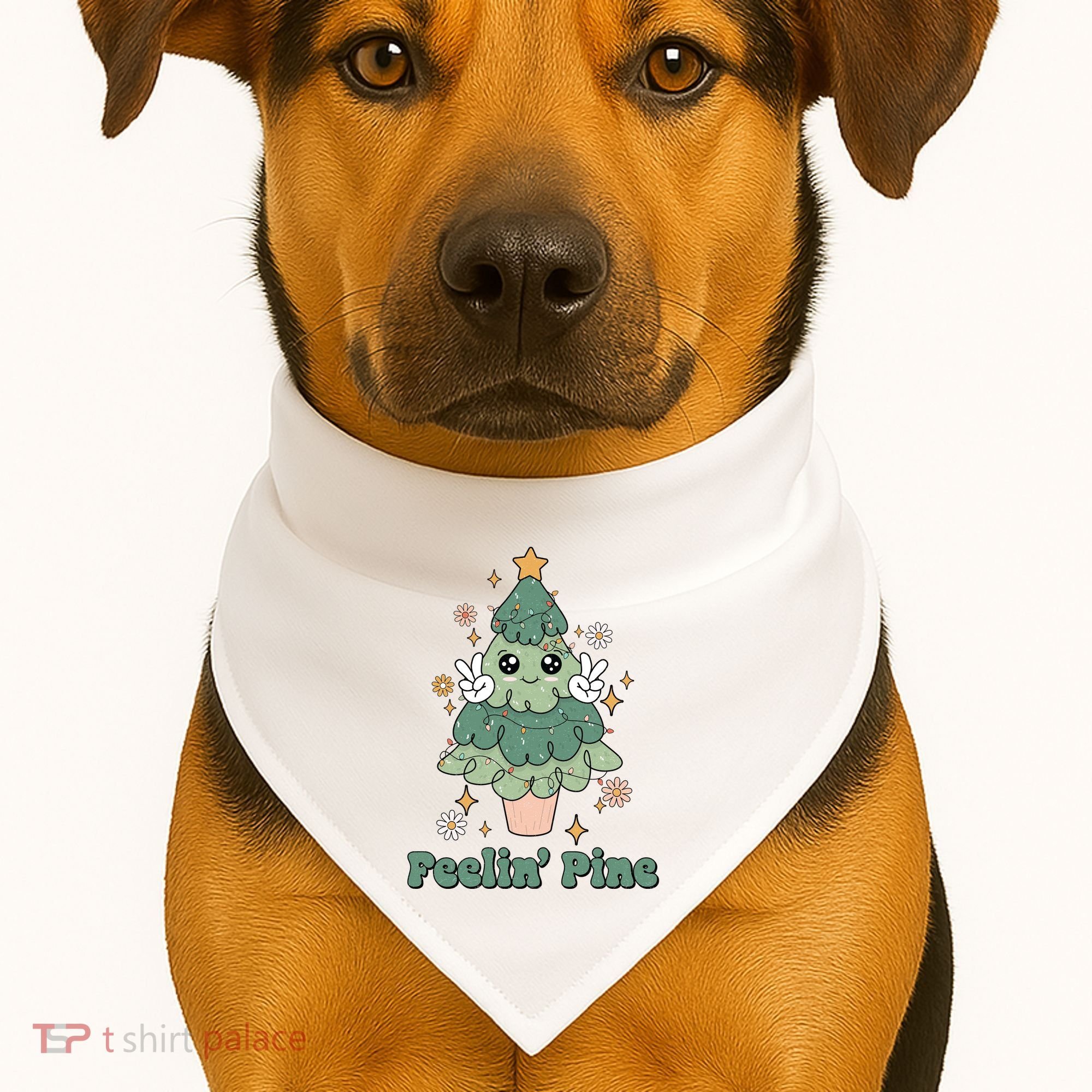 Feelin Pine Funny Christmas Tree USA-Made Doggie Bandana