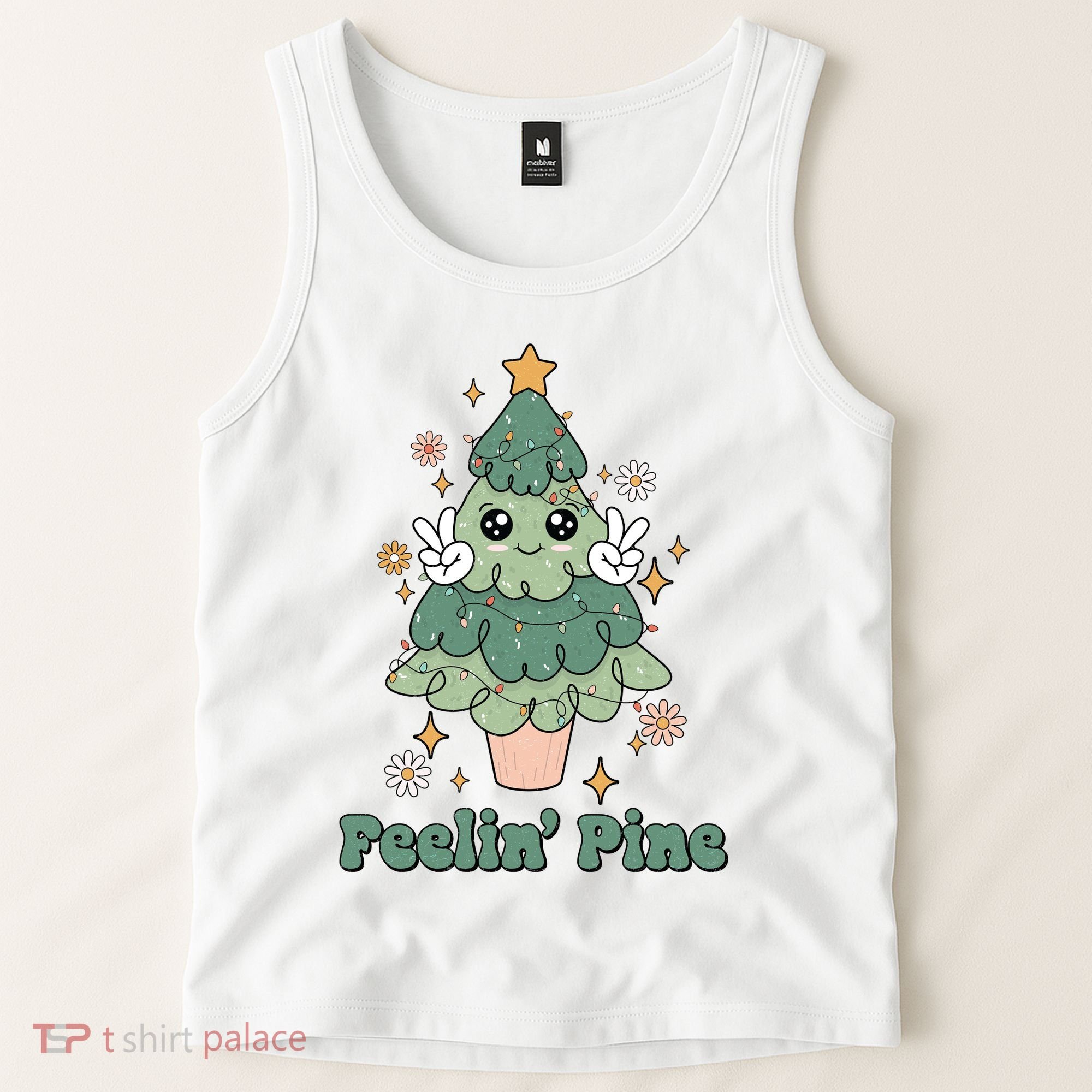 Feelin Pine Funny Christmas Tree Tank Top