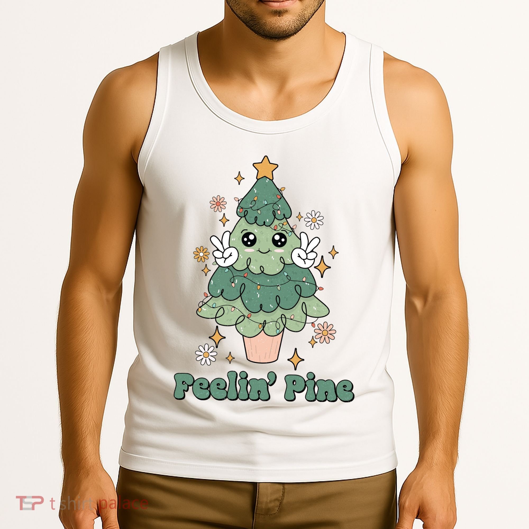 Feelin Pine Funny Christmas Tree Tank Top