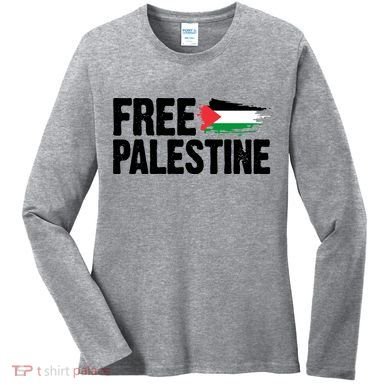 Free Palestine Flag Women's Long Sleeve Shirt