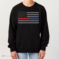 Firefighter Police Flag Thin Red Blue Line Women's Sweatshirt thumb 0