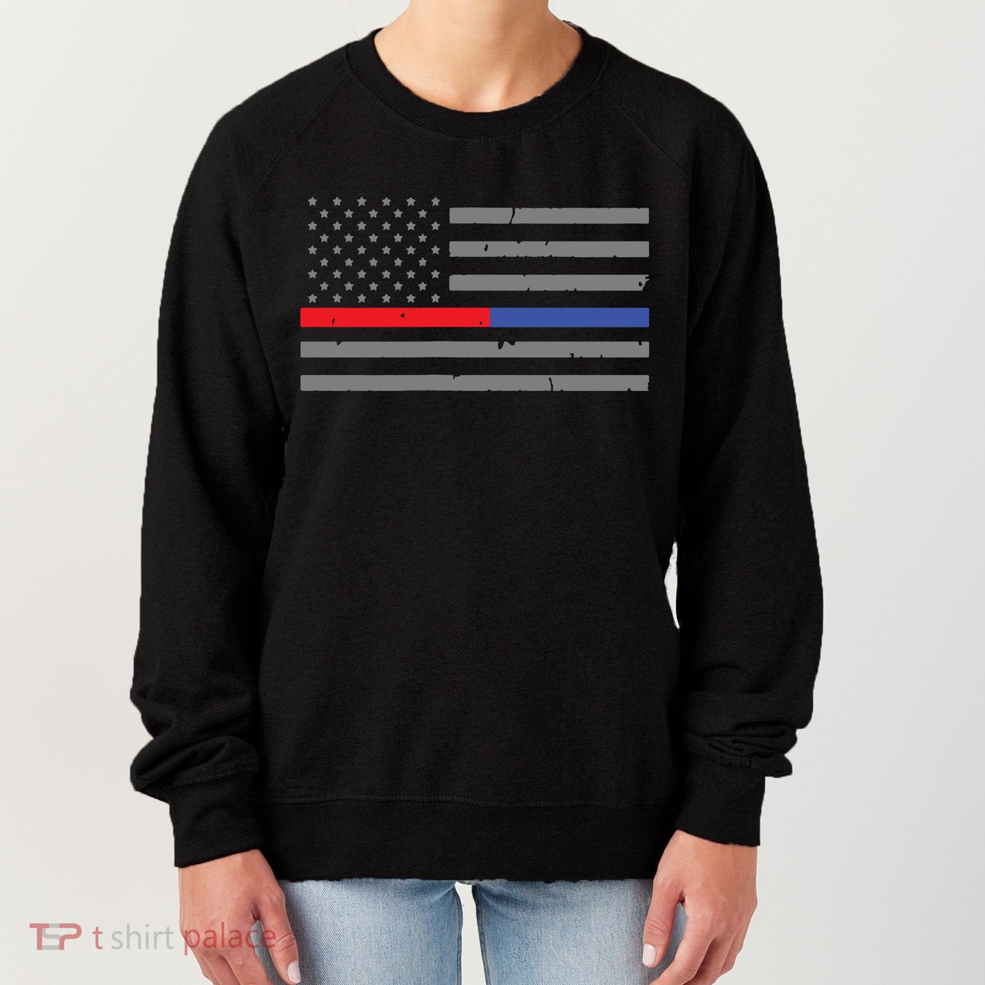 Firefighter Police Flag Thin Red Blue Line Women's Sweatshirt
