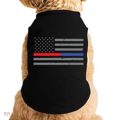 Firefighter Police Flag Thin Red Blue Line Doggie Tank