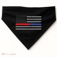 Firefighter Police Flag Thin Red Blue Line USA-Made Doggie Bandana thumb 0