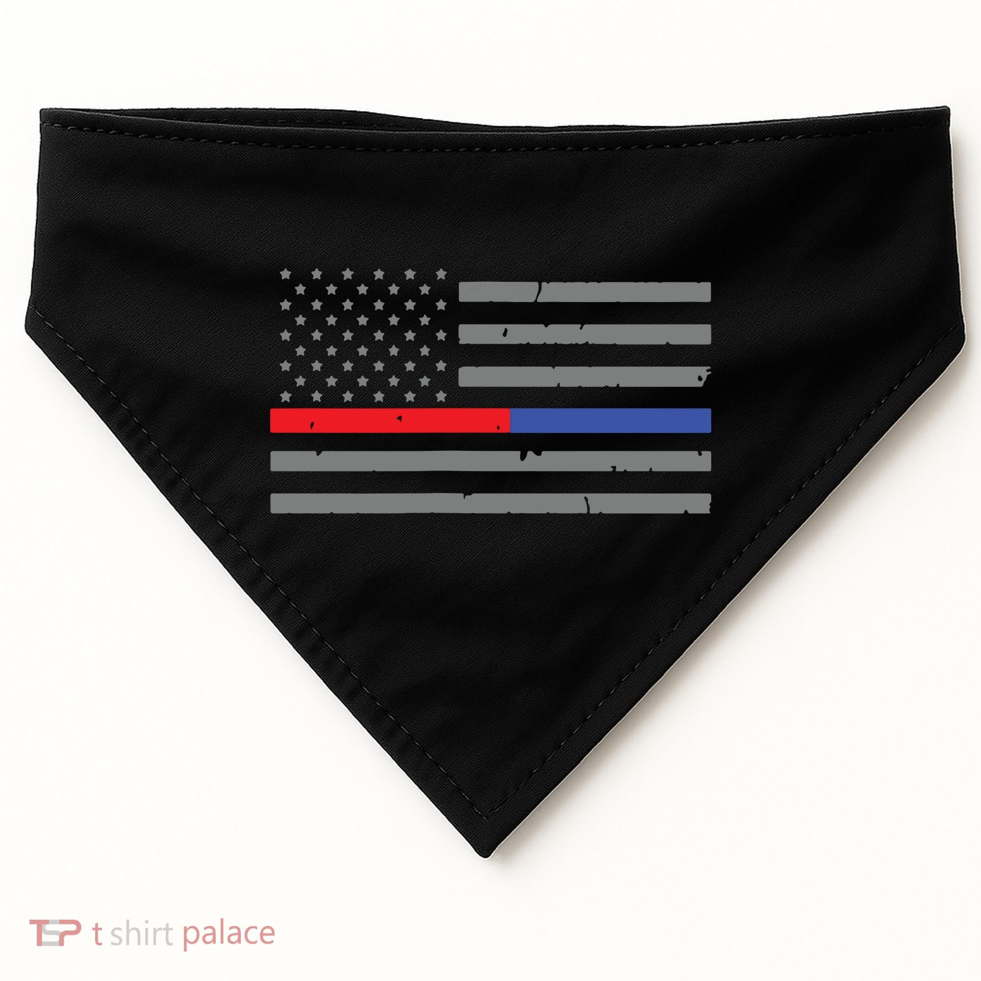Firefighter Police Flag Thin Red Blue Line USA-Made Doggie Bandana