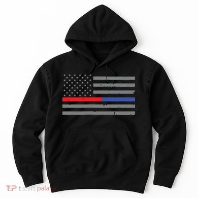 Firefighter Police Flag Thin Red Blue Line Hoodie